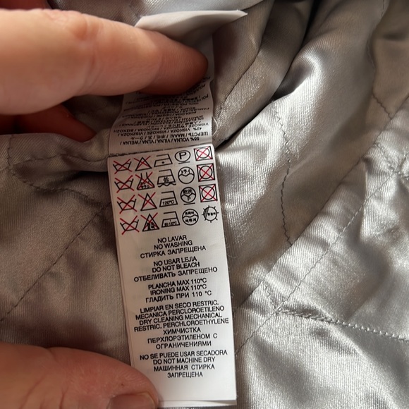 MNG Wool Blend Moto Zip Up Belted Jacket Gray Quilted Satin Lining Size US Small - Picture 16 of 16